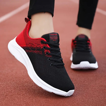 Baskets Orthopédiques Noires et Rouges Respirantes - Confort et Soutien