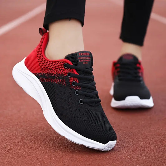 Baskets Orthopédiques Noires et Rouges Respirantes - Confort et Soutien