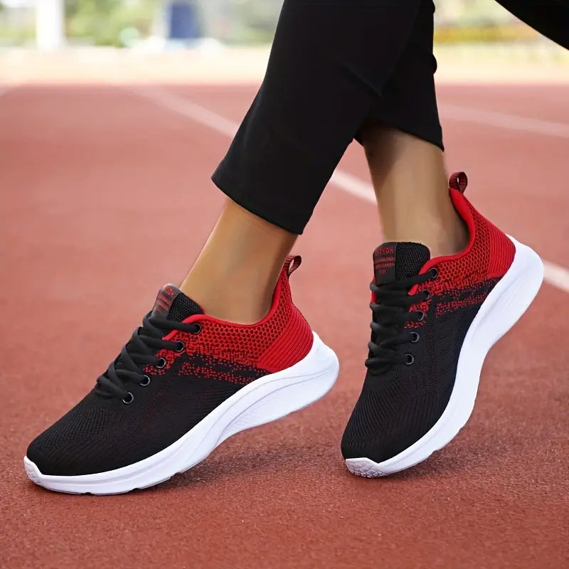 Baskets Orthopédiques Noires et Rouges Respirantes - Confort et Soutien