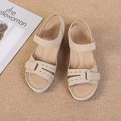 Sandales Compensées Orthopédiques en Beige - Élégance et Confort Absolu pour Femme
