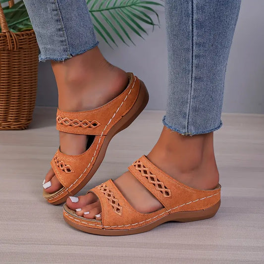 Sandales Mules Orthopédiques - Orange Vitaminé - Double Bride & Style Bohème