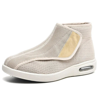 Chausson Montant Orthopédique Beige - Ouverture Facile à Scratch - Chausson Montant Orthopédique Bleu - Ouverture Facile à Scratch - Modèle Haut pour Pieds Sensibles & Seniors