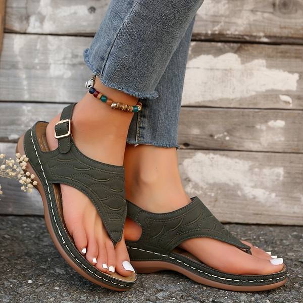 Sandales Orthopédiques Légères et Élégantes en Vert - Tongs Confortables avec Boucle Réglable