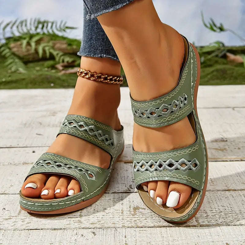 Sandales Orthopédiques Élégance Confort en Vert – Sandales de Marche Légères et Stylées