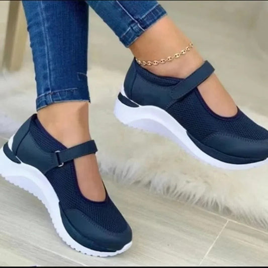 Chaussures Orthopédiques et Respirantes à Sangle pour Femmes en Bleu