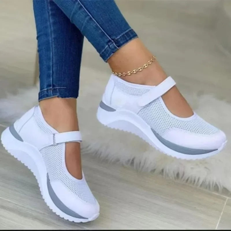 Chaussures Orthopédiques et Respirantes à Sangle pour Femmes en Gris