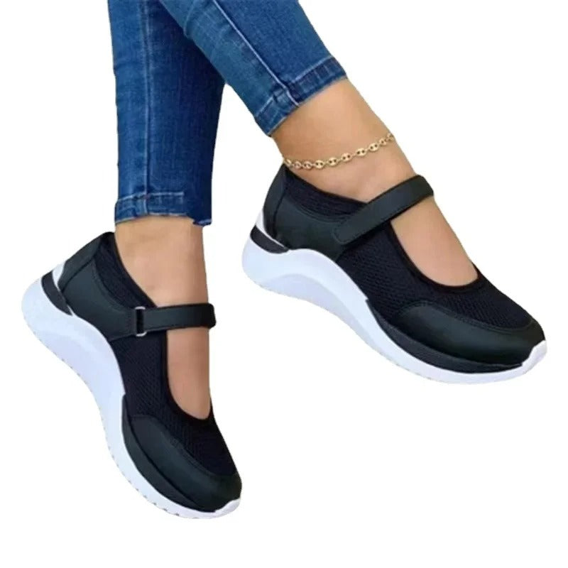 Chaussures Orthopédiques et Respirantes à Sangle pour Femmes en Noir