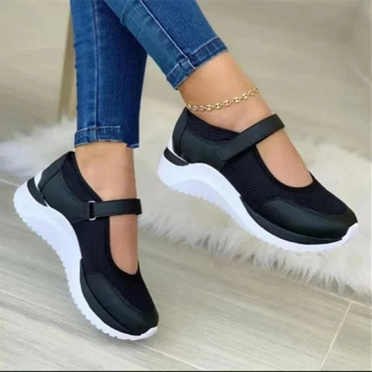 Chaussures Orthopédiques et Respirantes à Sangle pour Femmes en Noir