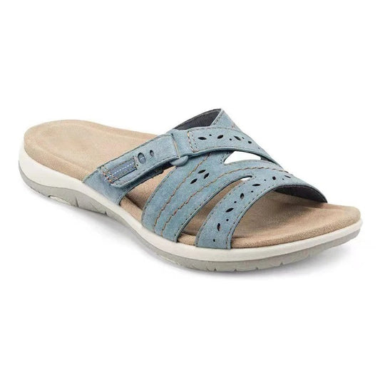 Sandales Orthopédiques en Cuir Suédé Bleu - Style et Soutien pour Femmes