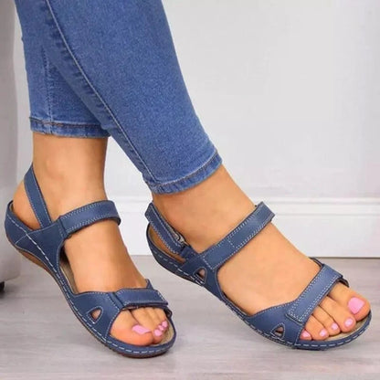 Sandales Orthopédiques Confortables Bleues à Scratch pour Femmes
