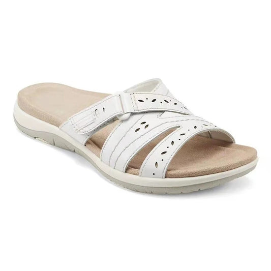 Sandales Orthopédiques en Cuir Suédé Blanc - Style et Soutien pour Femmes