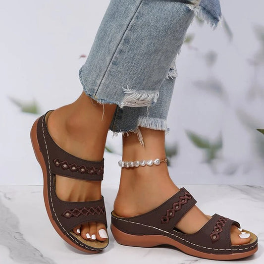 Sandales Orthopédiques Élégance Confort en Café – Sandales de Marche Légères et Stylées